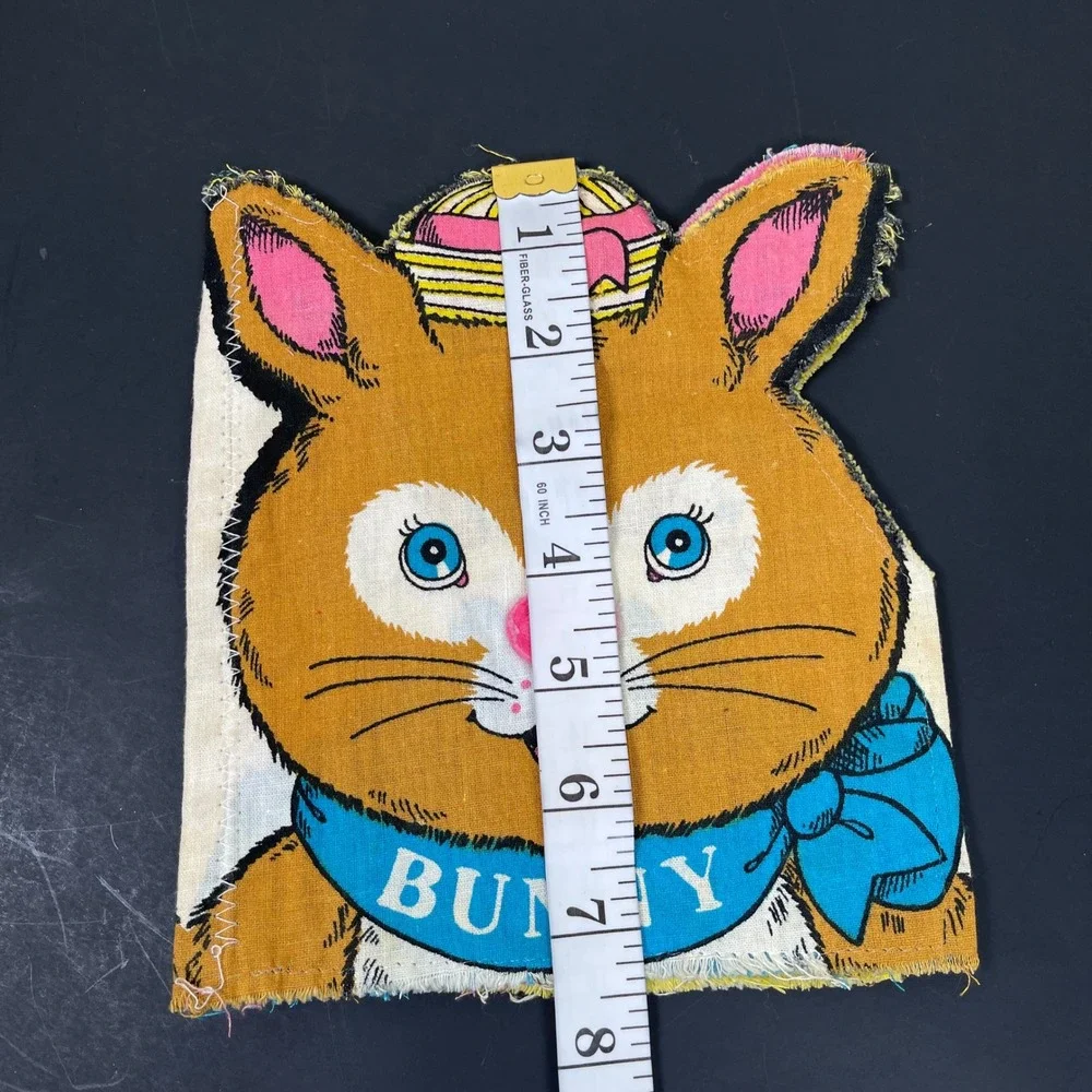 Vintage 1981 Little Simon Bunny‎ Fabric Book Page Panel Easter Spring Handmade